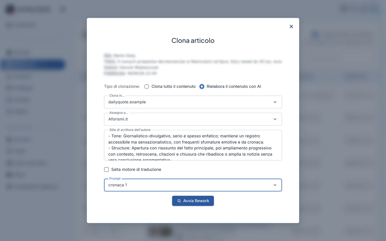 Usa l'adattamento automatico e ricevi la bozza